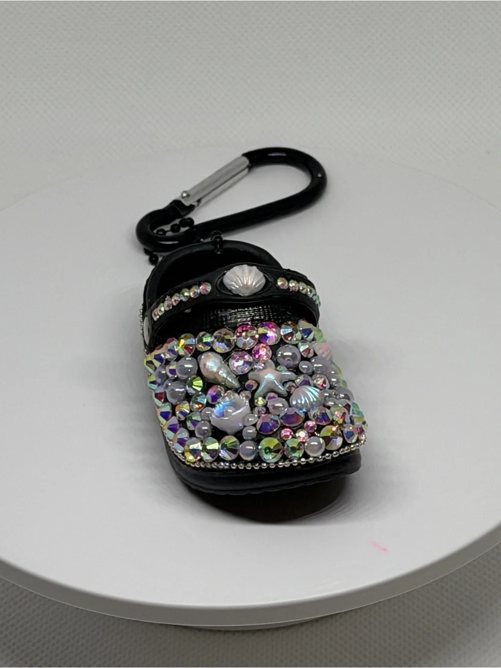 Black Rhinestone Embellished Sandal Key & Card Holder - Sparkle Accent